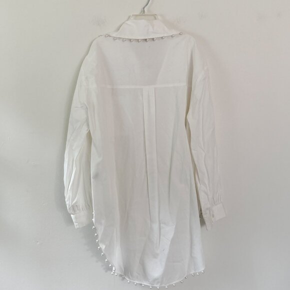 Anthropologie x Me Me Me // White Pearl Button Down Tunic Dress STAINED NWT M - Picture 8 of 8